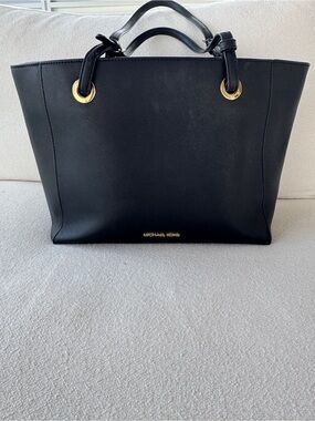Michael Kors Black Saffiano Tote with Gold Hardware